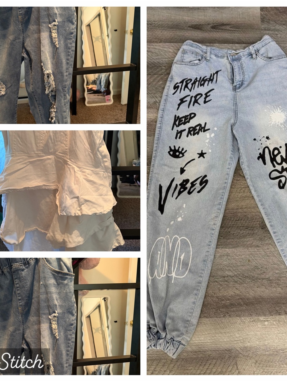 Sonoma Light Blue Straight Leg Jeans with Black Graphic Text
